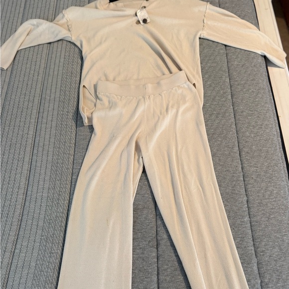 Free People Beige Button-Up Pajama set - Picture 3 of 5
